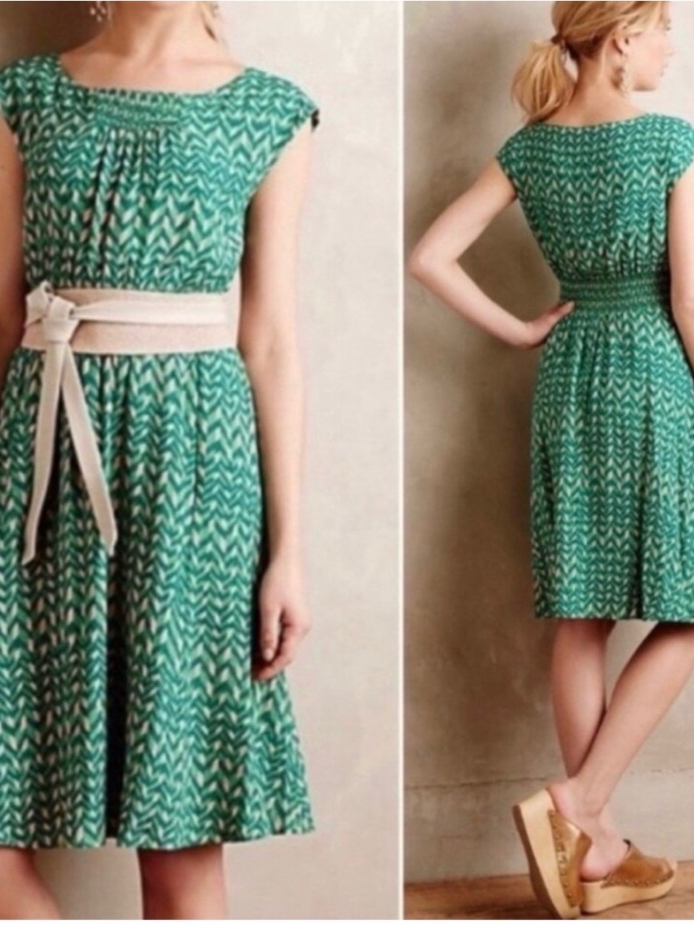 Anthropologie Maeve Evaline‎ Midi Dress Size Large EUC Pockets